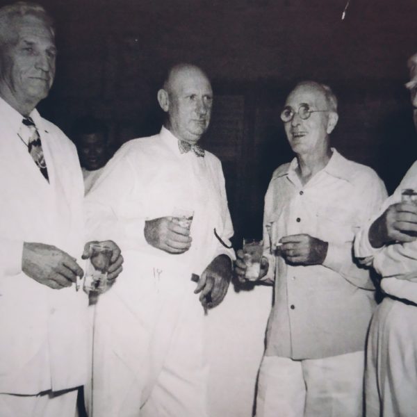 The new Manila Polo Club was successfully inaugurated on July 4, 1949. Among the guests were (from left) Frank Lidell, John Carmichael, Thomas Kenneth and J.A. Thomas.