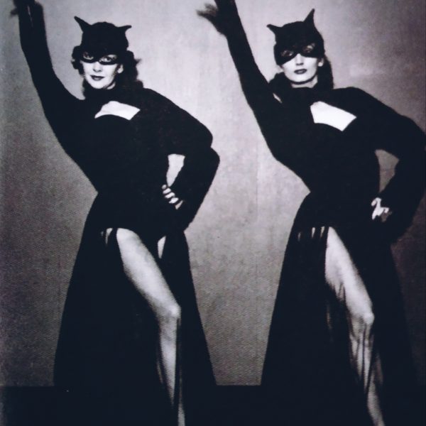 Carlyn Manning and Bobbi Cassell came as bats for the floor show of the Halloween costume party in 1955.